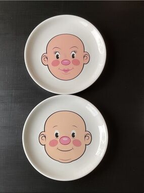 Mr. & Mrs.Fred “plays with his food” Food. face Plate Set